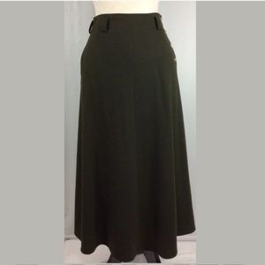 Vintage Calvin Klein Olive Wool Midi Skirt